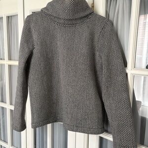 J. Crew Black and White Herringbone Funnelneck Pullover